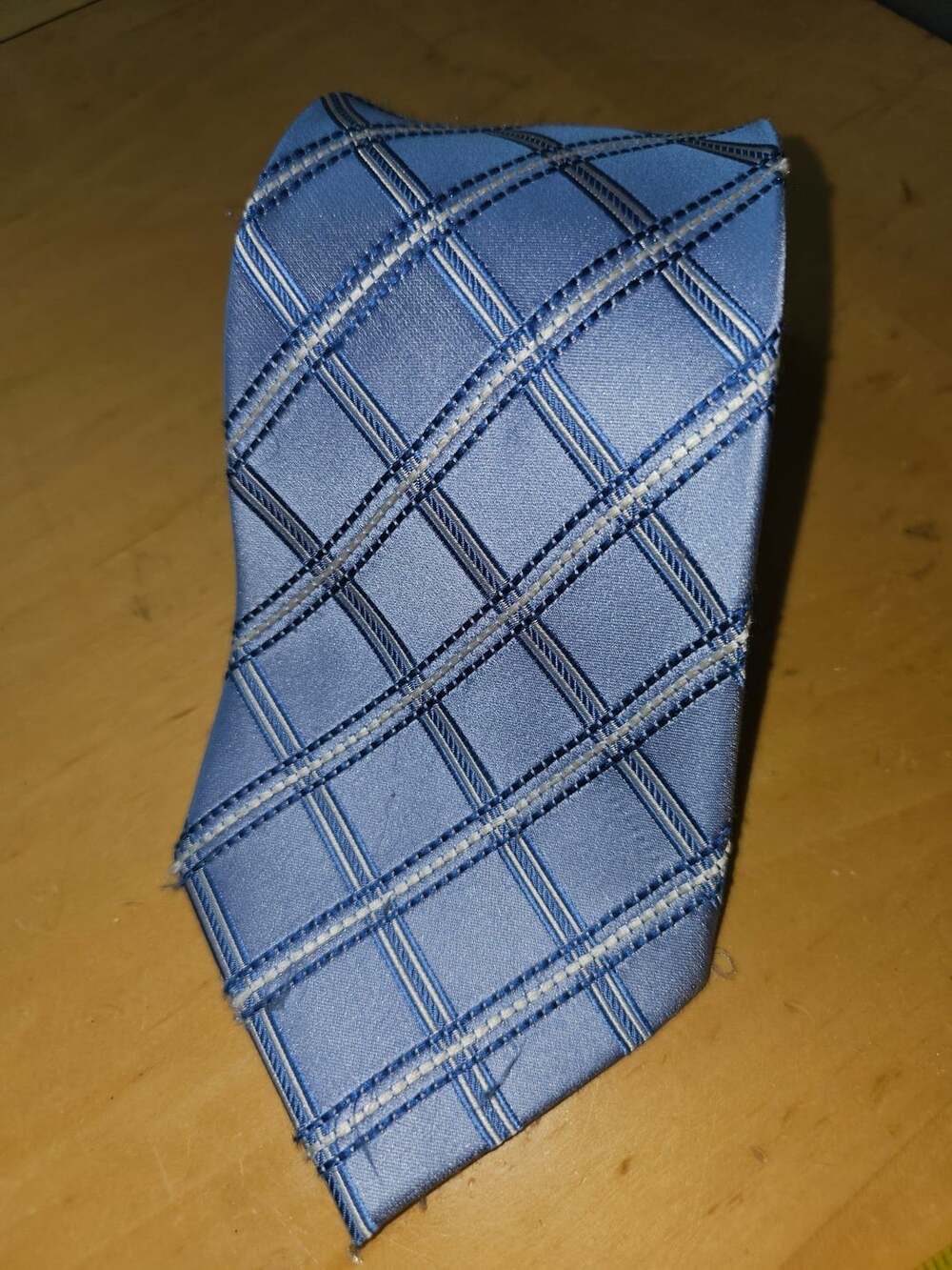 Umberto Frasi Blue Plaid Check 100% Silk Hand Made Designer Necktie